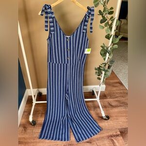 Arizona Jeans company NWT cotton romper jumpsuit blue stripe LARGE boho wide leg